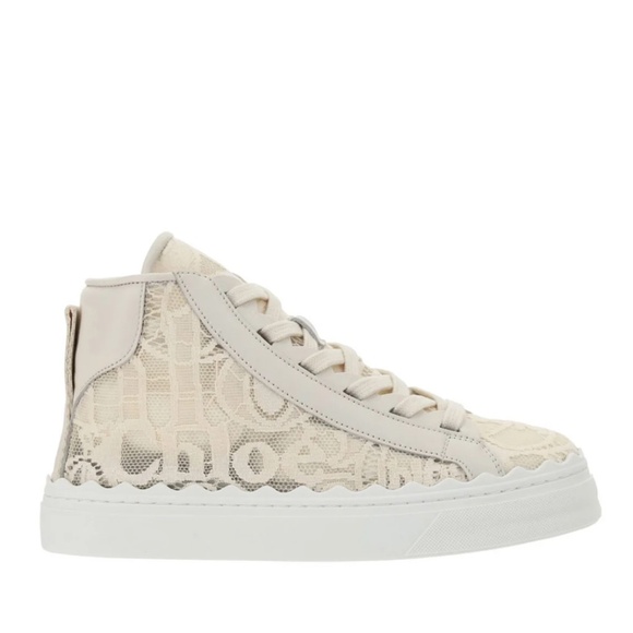 NIB $575 Chloé Lauren High Top Platform Sneaker in MILD BEIGE, Size 10US/40EU! - Picture 2 of 14